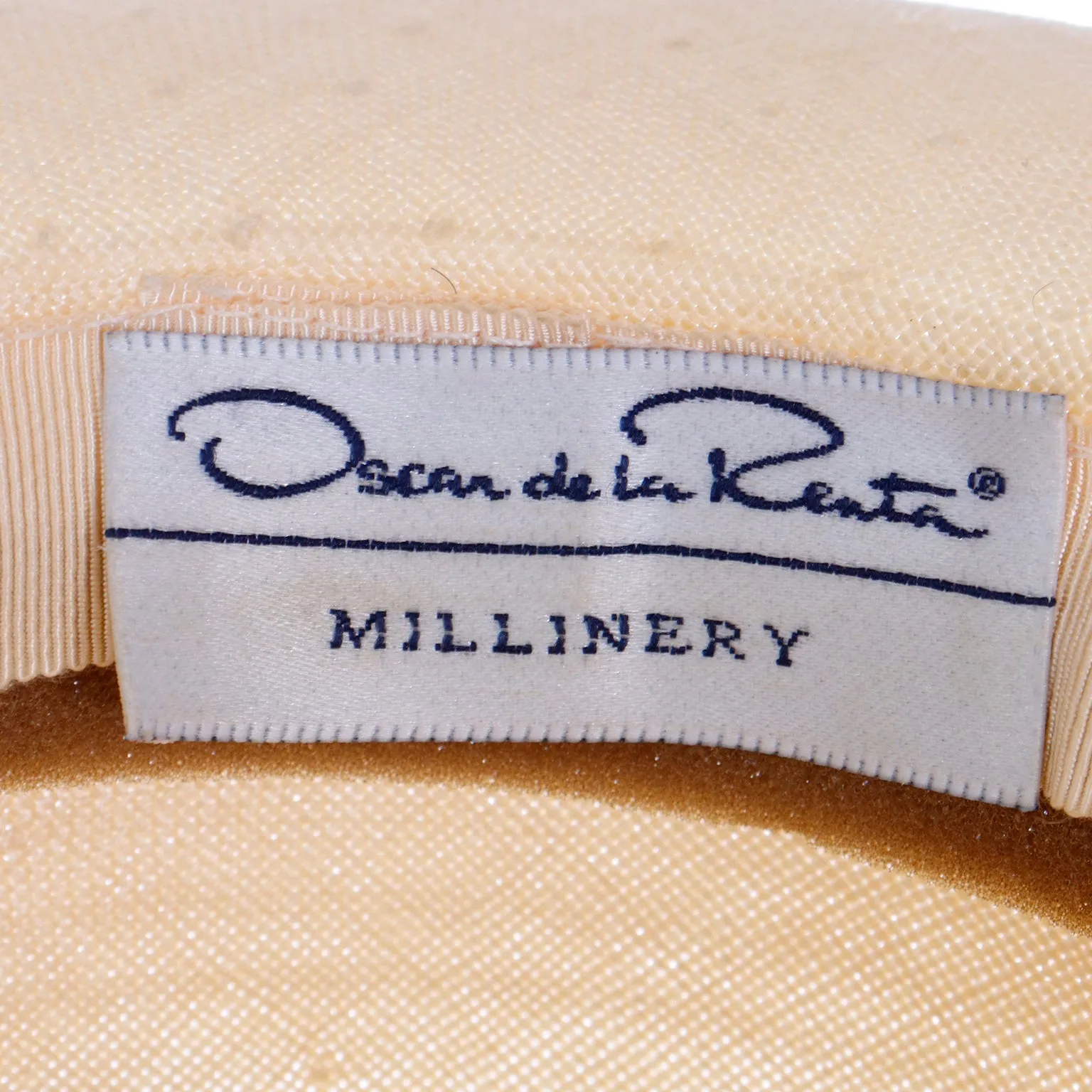 1980s Oscar de la Renta Natural Straw Hat w White Mesh Trim