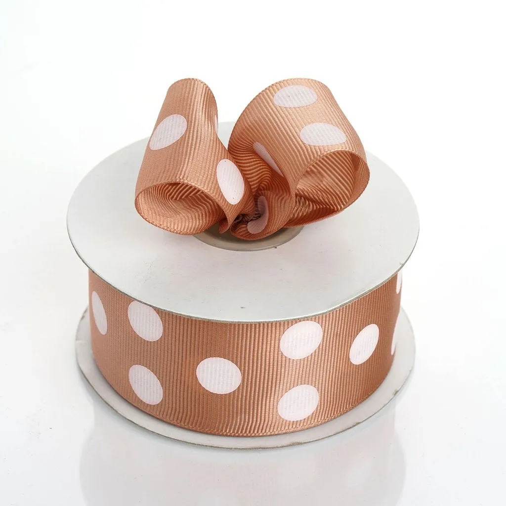 25 Yards 1.5" DIY Tan Grosgrain Polka Dot Ribbon Wedding Party Dress Favor Gift Craft