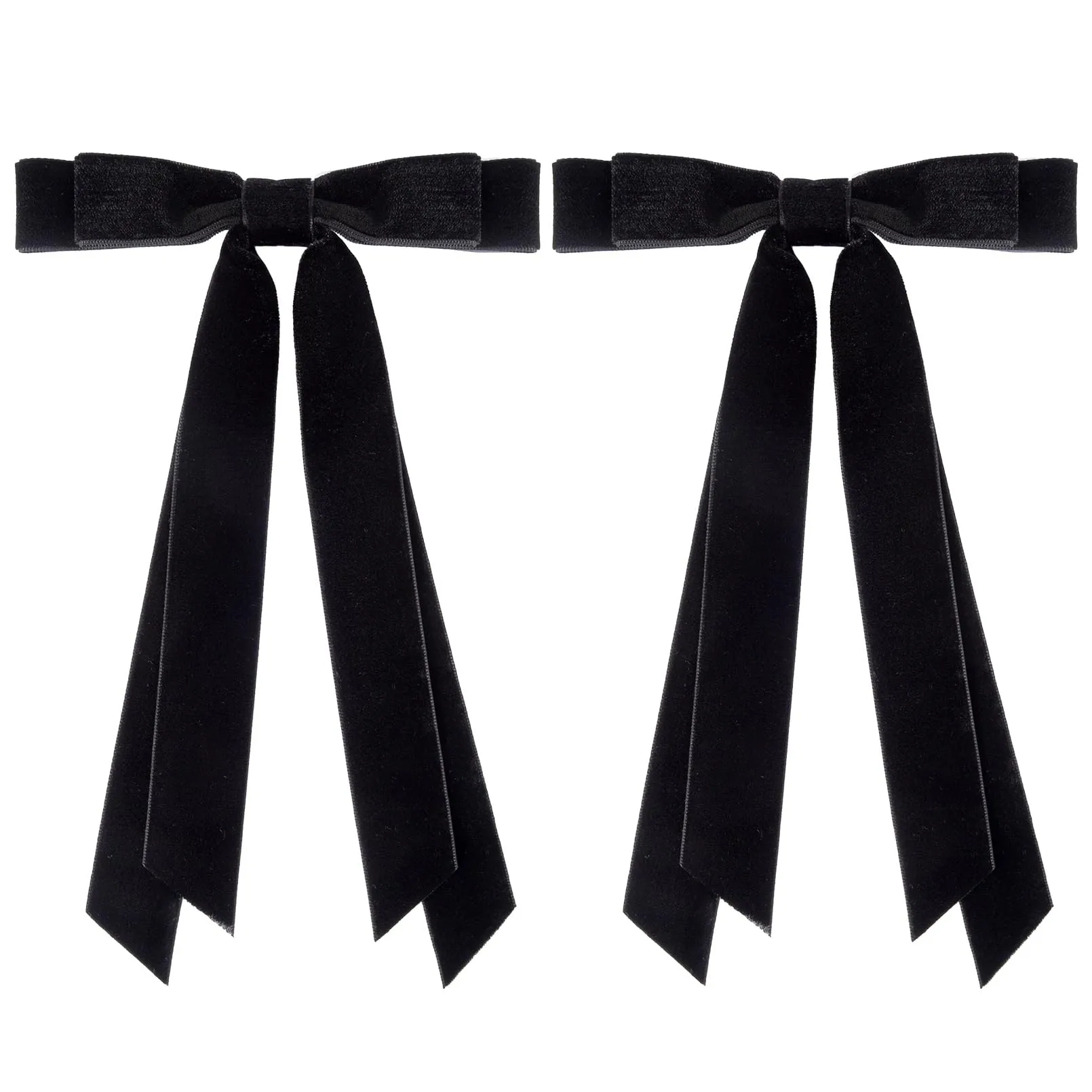 2PCS Velvet Hair Bows Ribbon Hair Clip Black Accessories Ponytail Holder Accessories Slides Metal Clips Hair Bow for Women Girls Toddlers Teens Kids