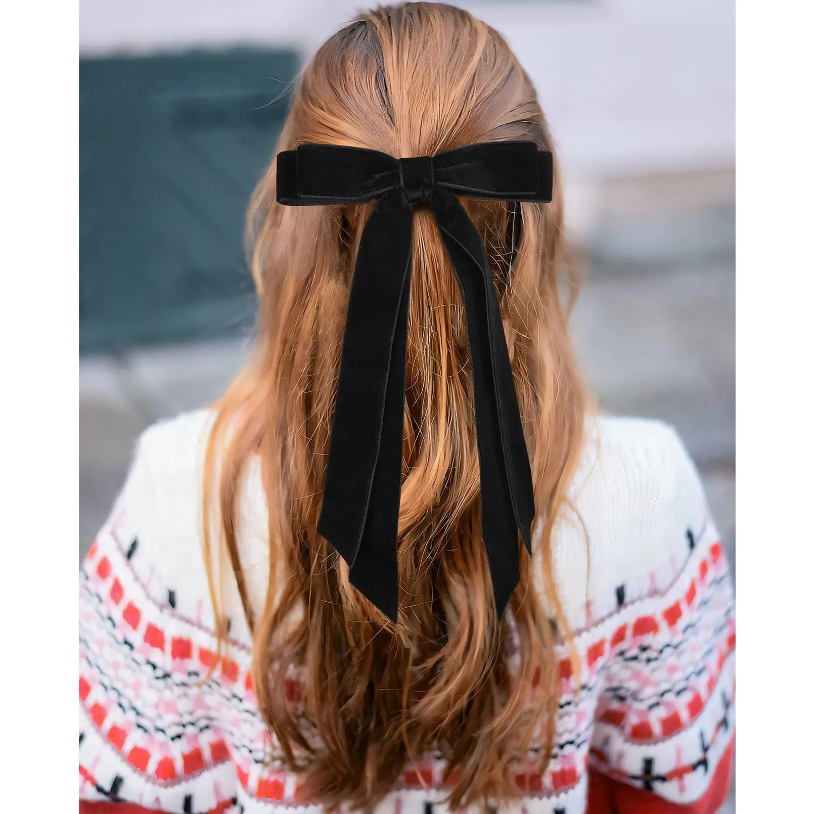 2PCS Velvet Hair Bows Ribbon Hair Clip Black Accessories Ponytail Holder Accessories Slides Metal Clips Hair Bow for Women Girls Toddlers Teens Kids