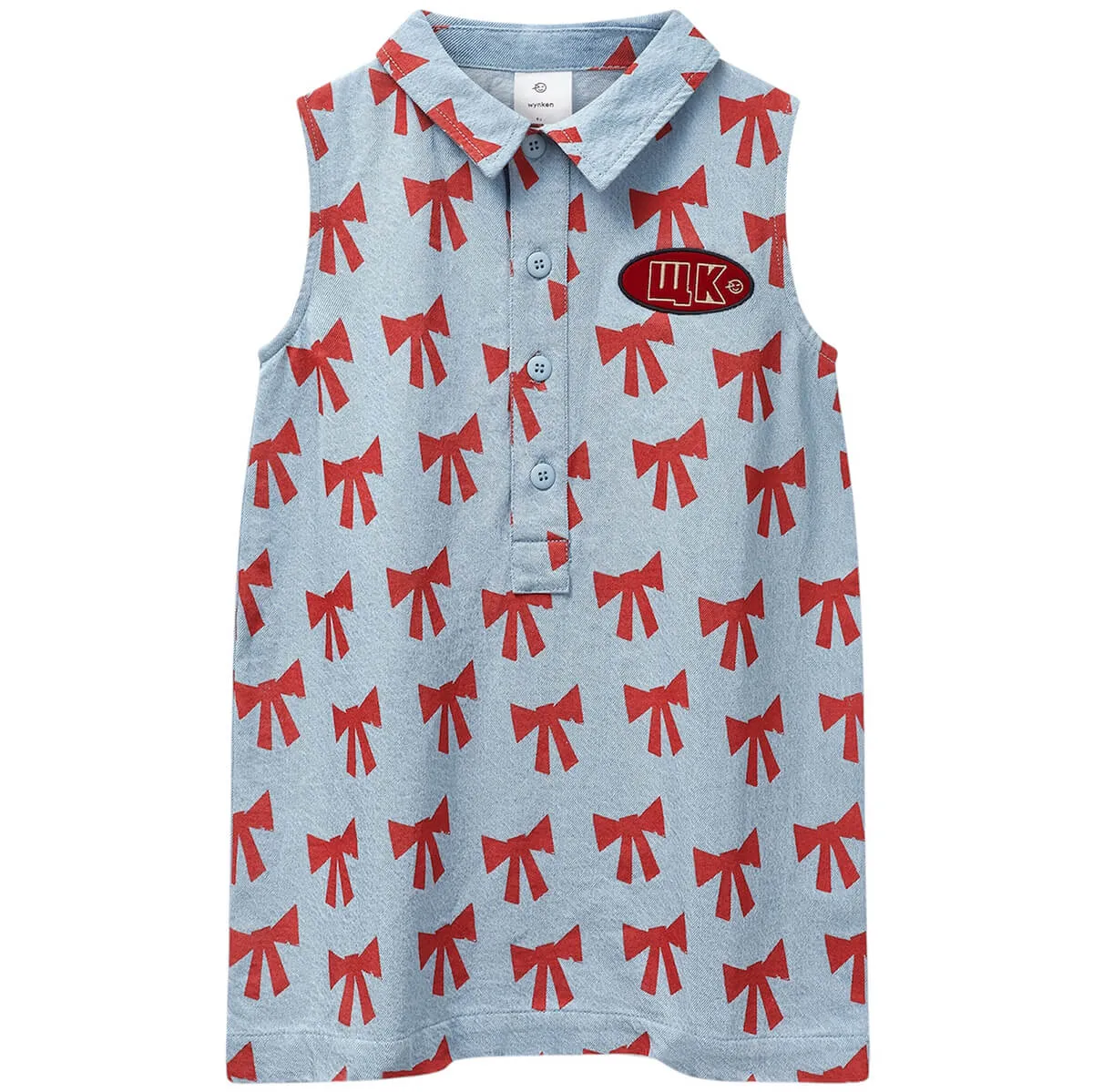 Amore Denim Dress in Setting Sun Bows by Wynken
