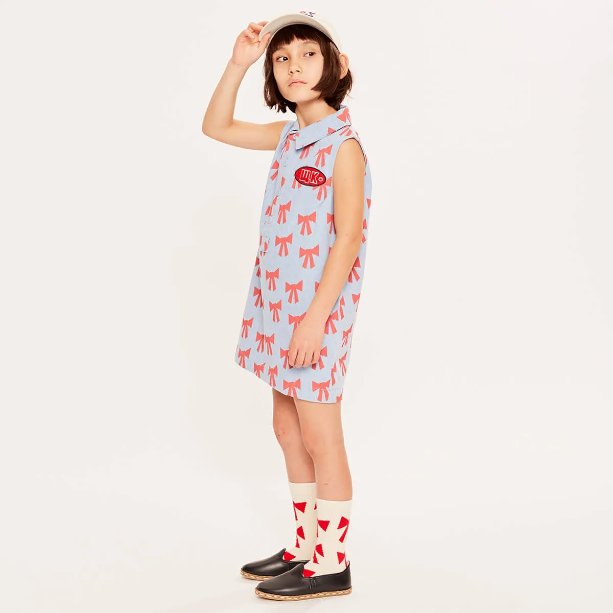 Amore Denim Dress in Setting Sun Bows by Wynken