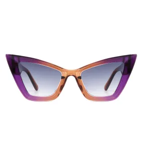 Angular Thick Frame Cat-Eye Sunglasses - Purple & Orange Gradient