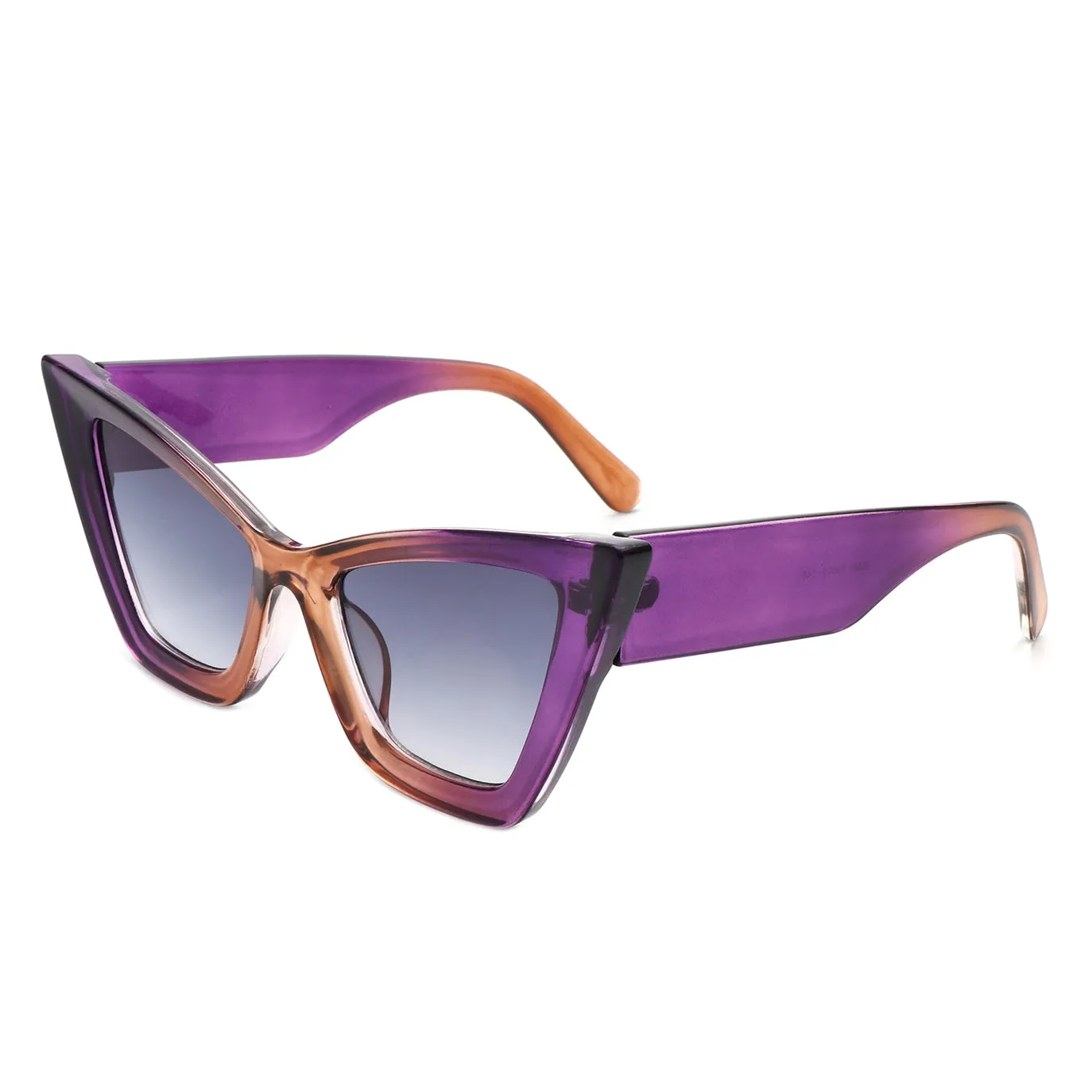 Angular Thick Frame Cat-Eye Sunglasses - Purple & Orange Gradient