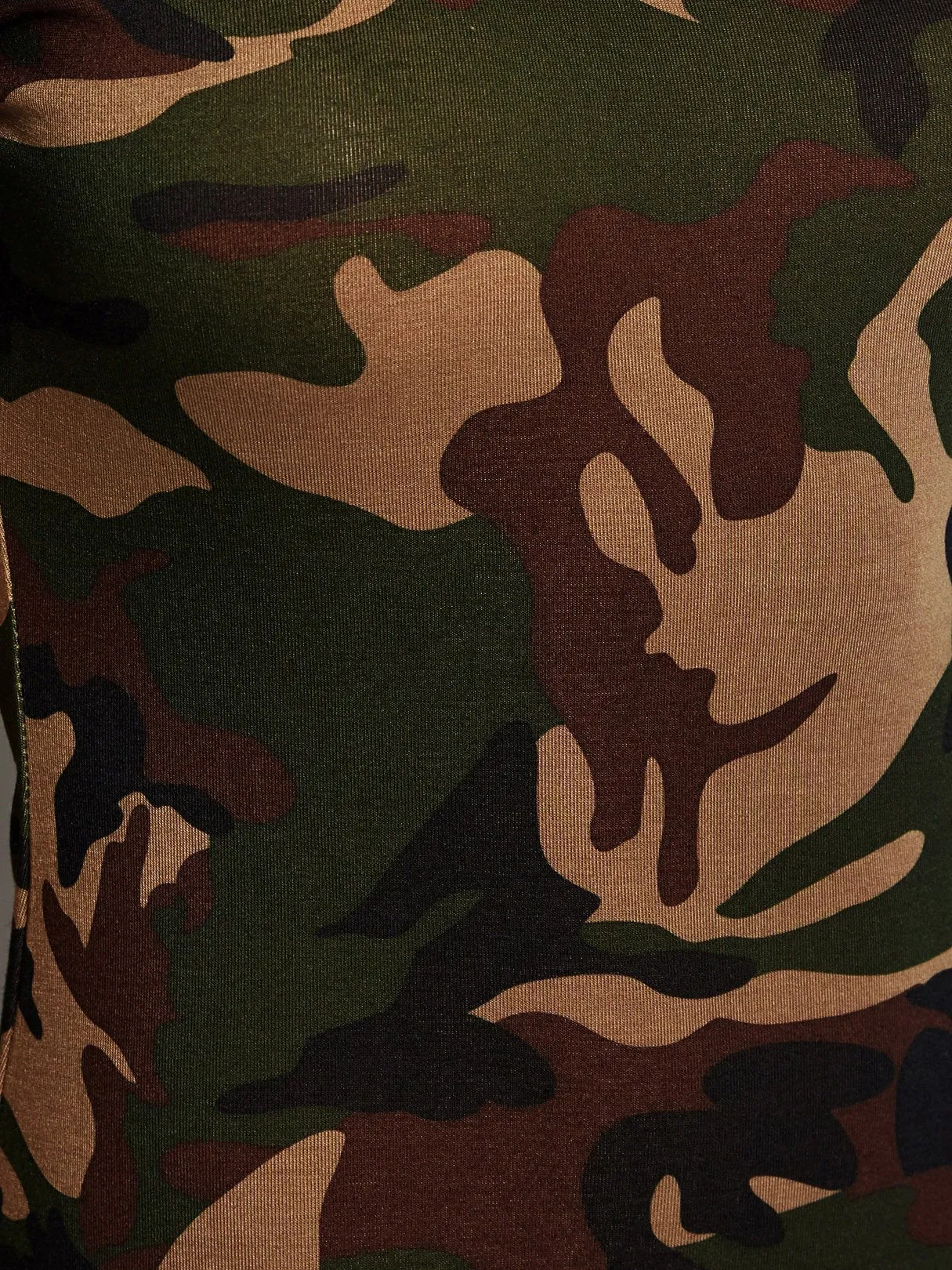 Army Green V-Neck Short Sleeve Camouflage Curved Hem Dresses