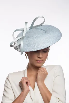 Baby Blue Platter Hat with Sweeping Bows