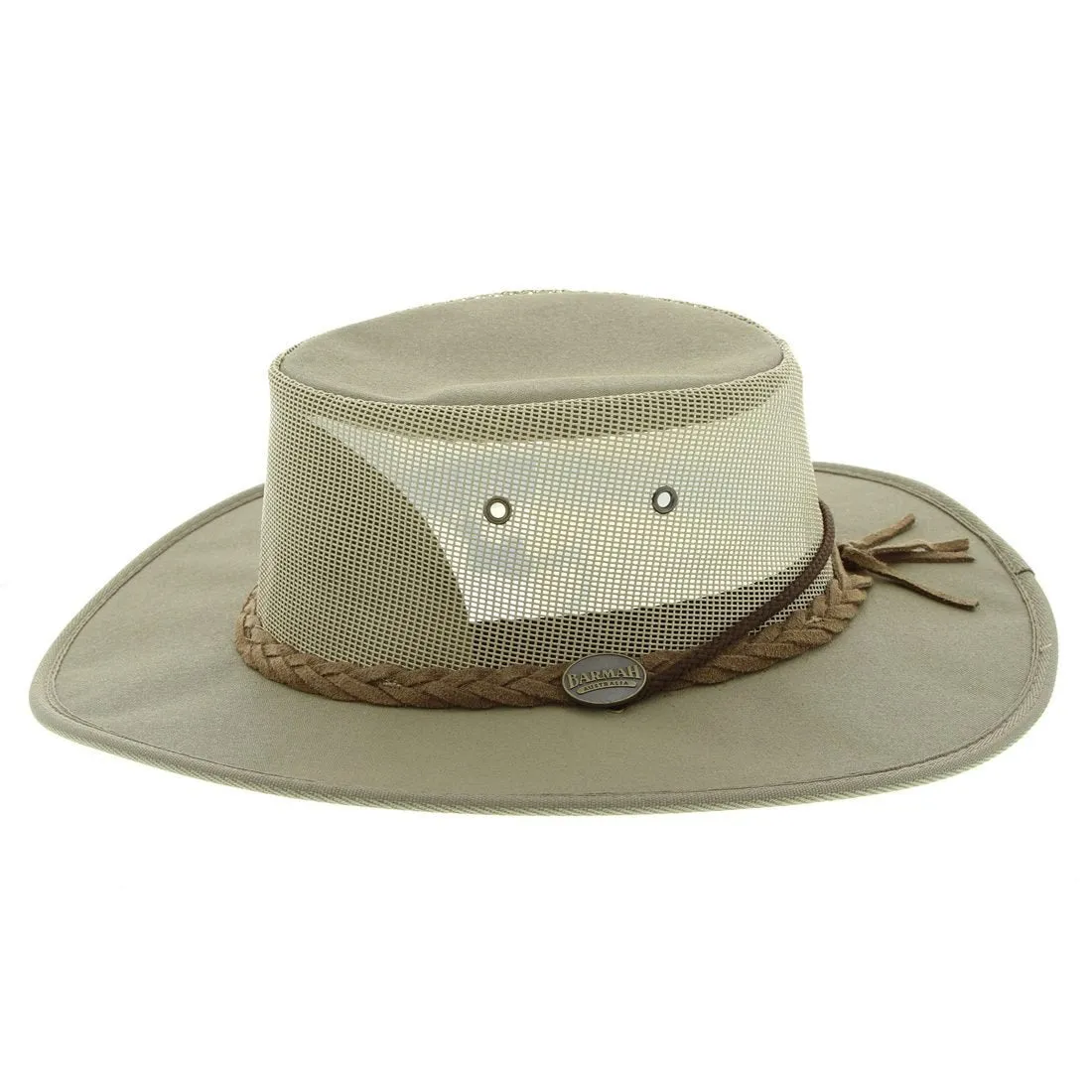 Barmah 1057KH Canvas Drover Airflow Hat - Khaki