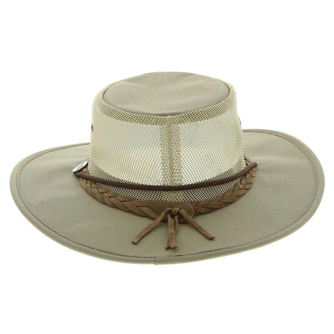 Barmah 1057KH Canvas Drover Airflow Hat - Khaki