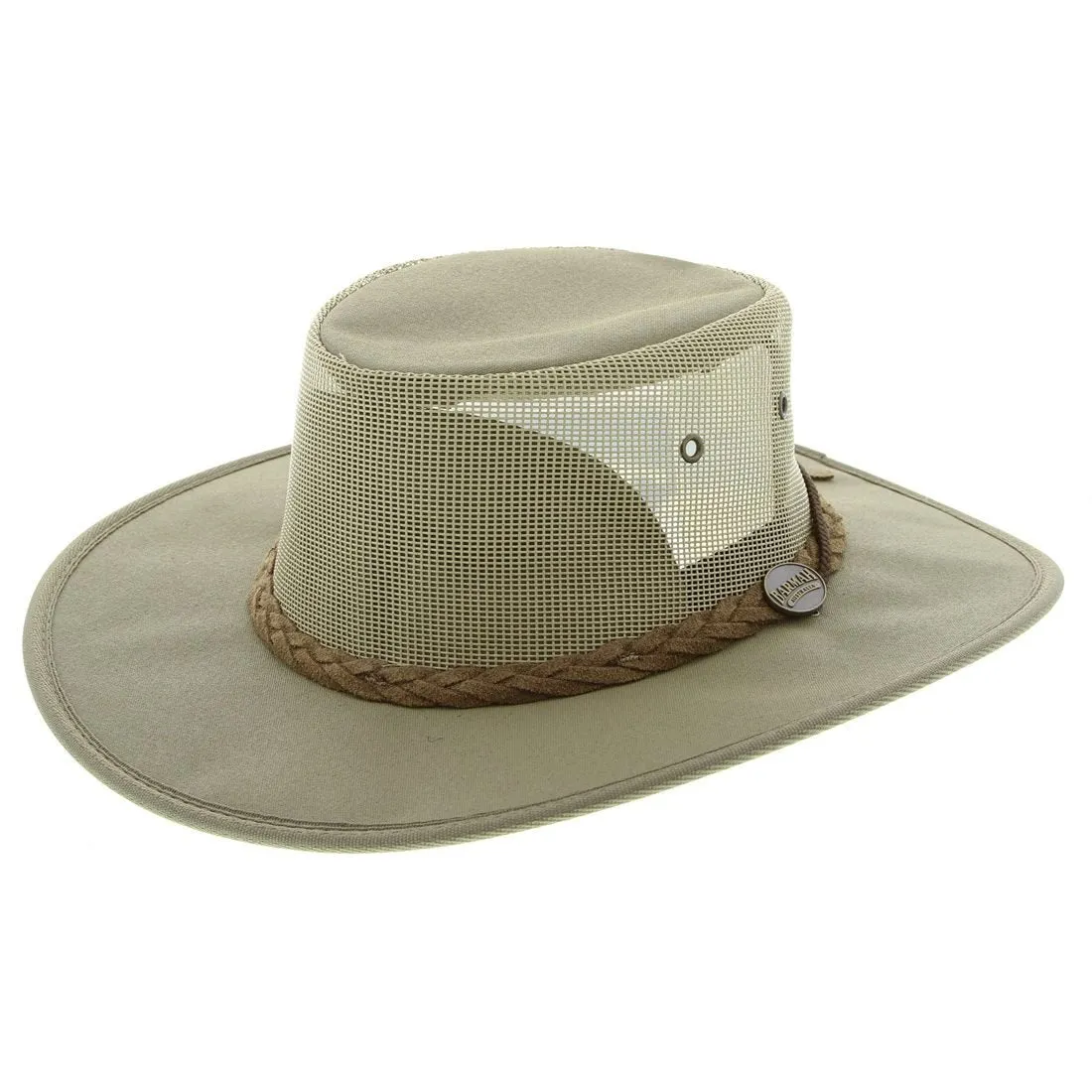 Barmah 1057KH Canvas Drover Airflow Hat - Khaki
