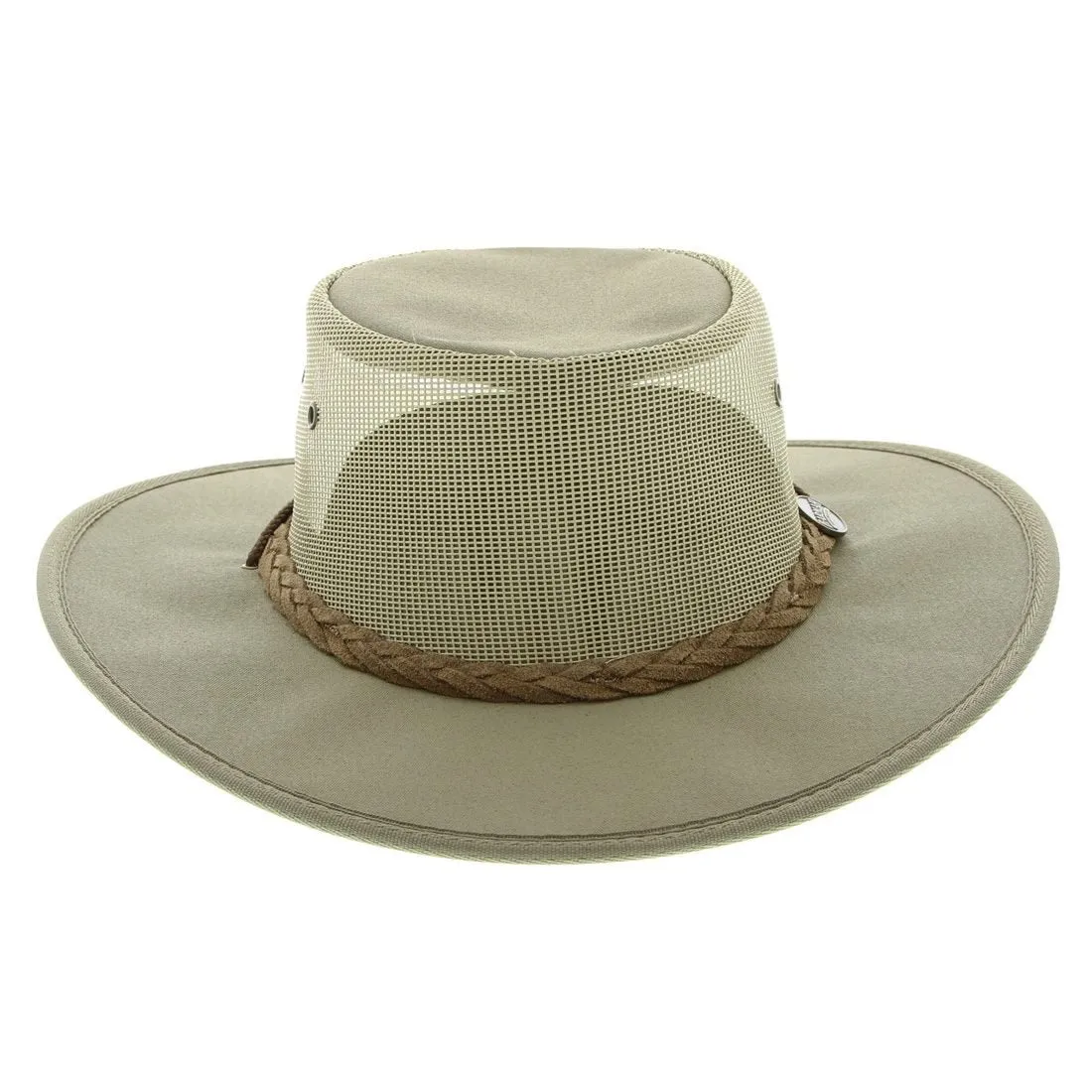 Barmah 1057KH Canvas Drover Airflow Hat - Khaki