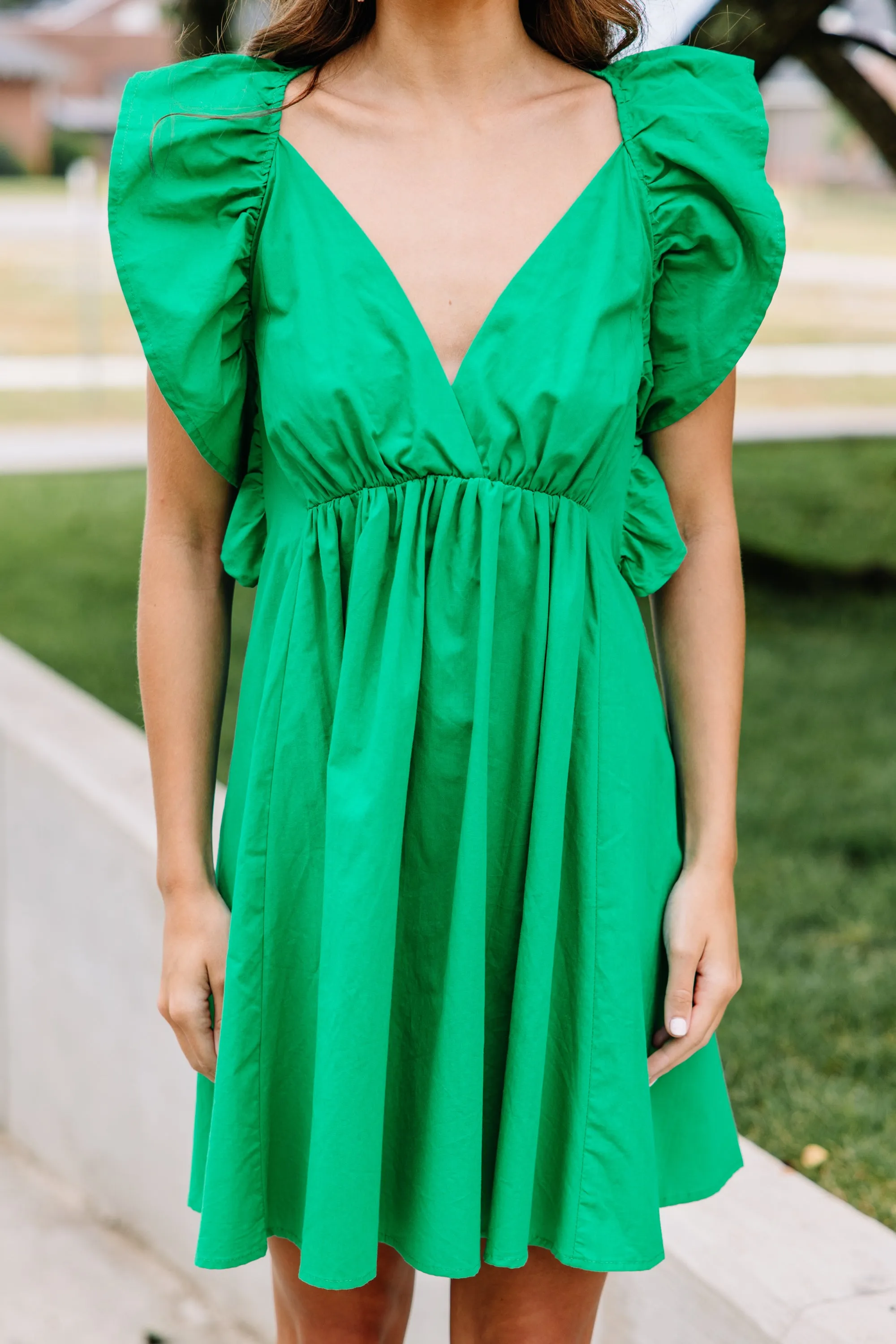Best Days Ahead Kelly Green Ruffled Dress