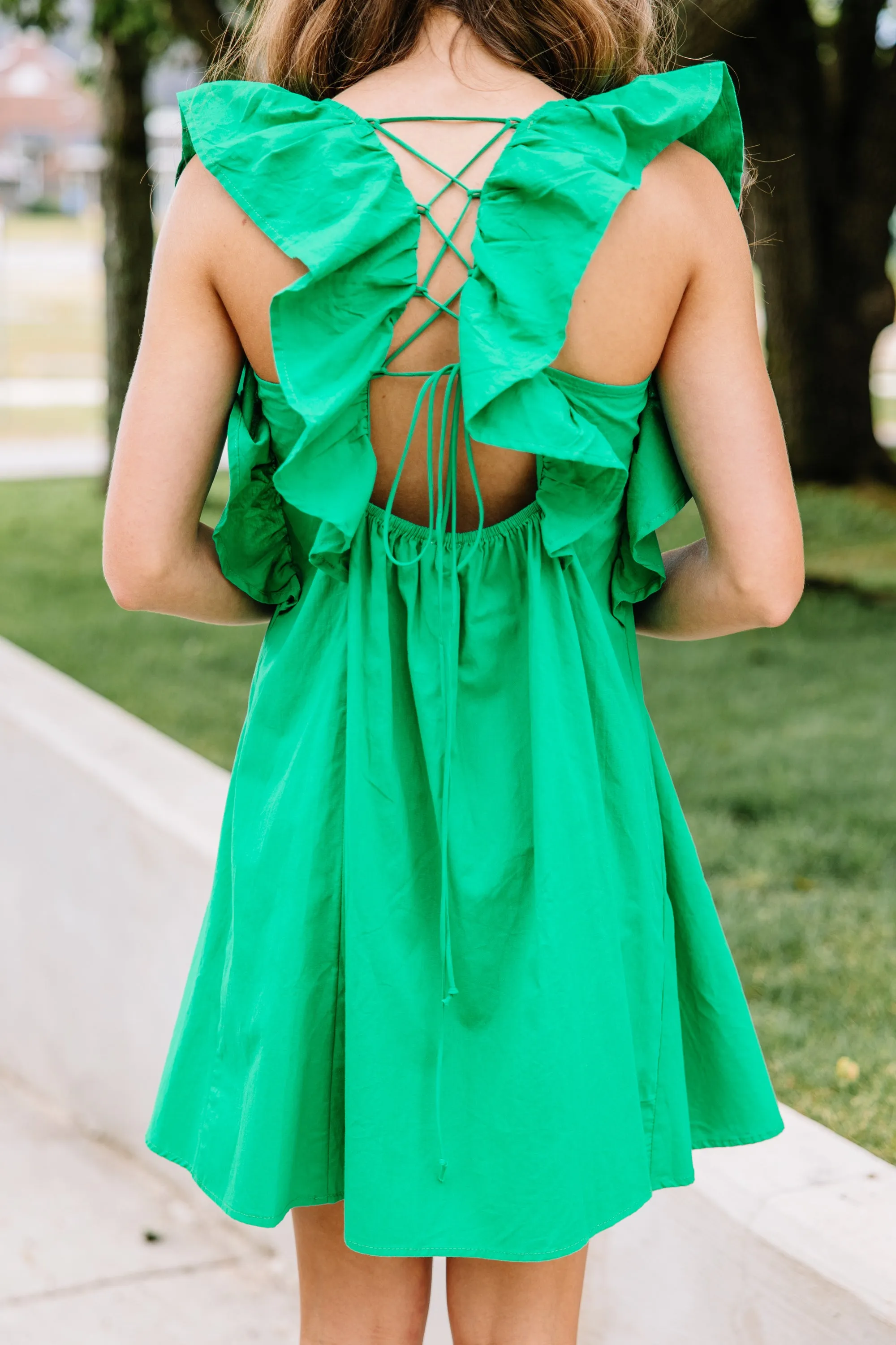 Best Days Ahead Kelly Green Ruffled Dress