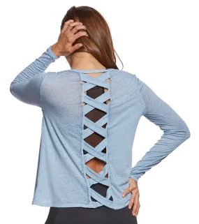 Betsey Johnson Wide Criss Cross Back Cutout Yoga Long Sleeve Tee