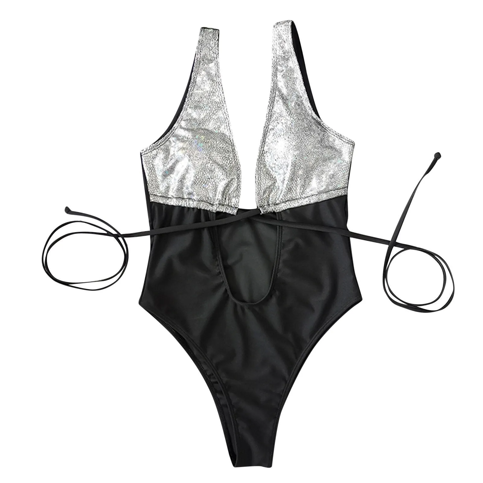 Black High Cut Hot Summer One Piece Women Bikini Bodysuit Monokini