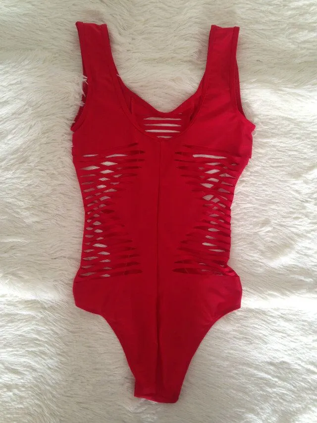 Black Hollow Out High Leg Scoop One Piece Swimwear