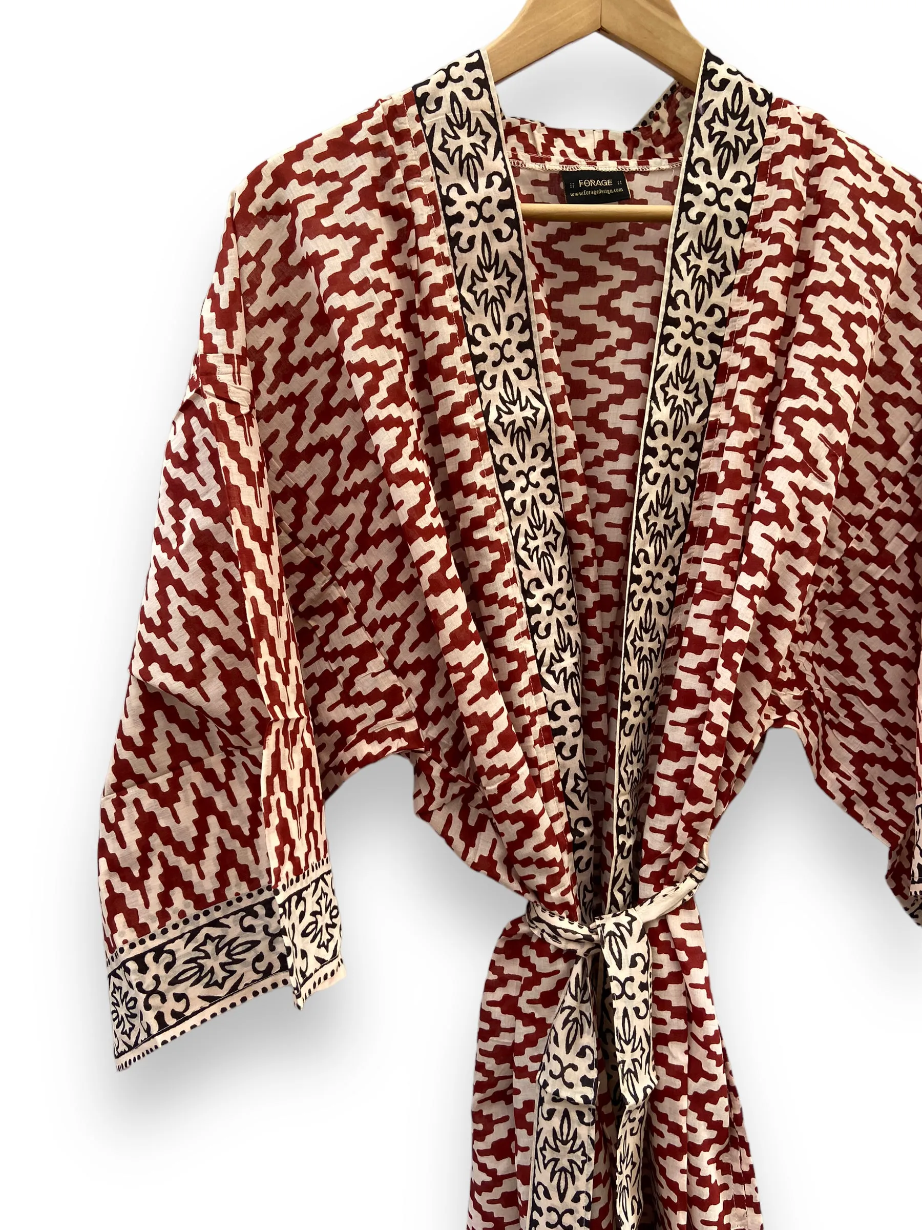 Block Print Kimono - Mahogany Tones