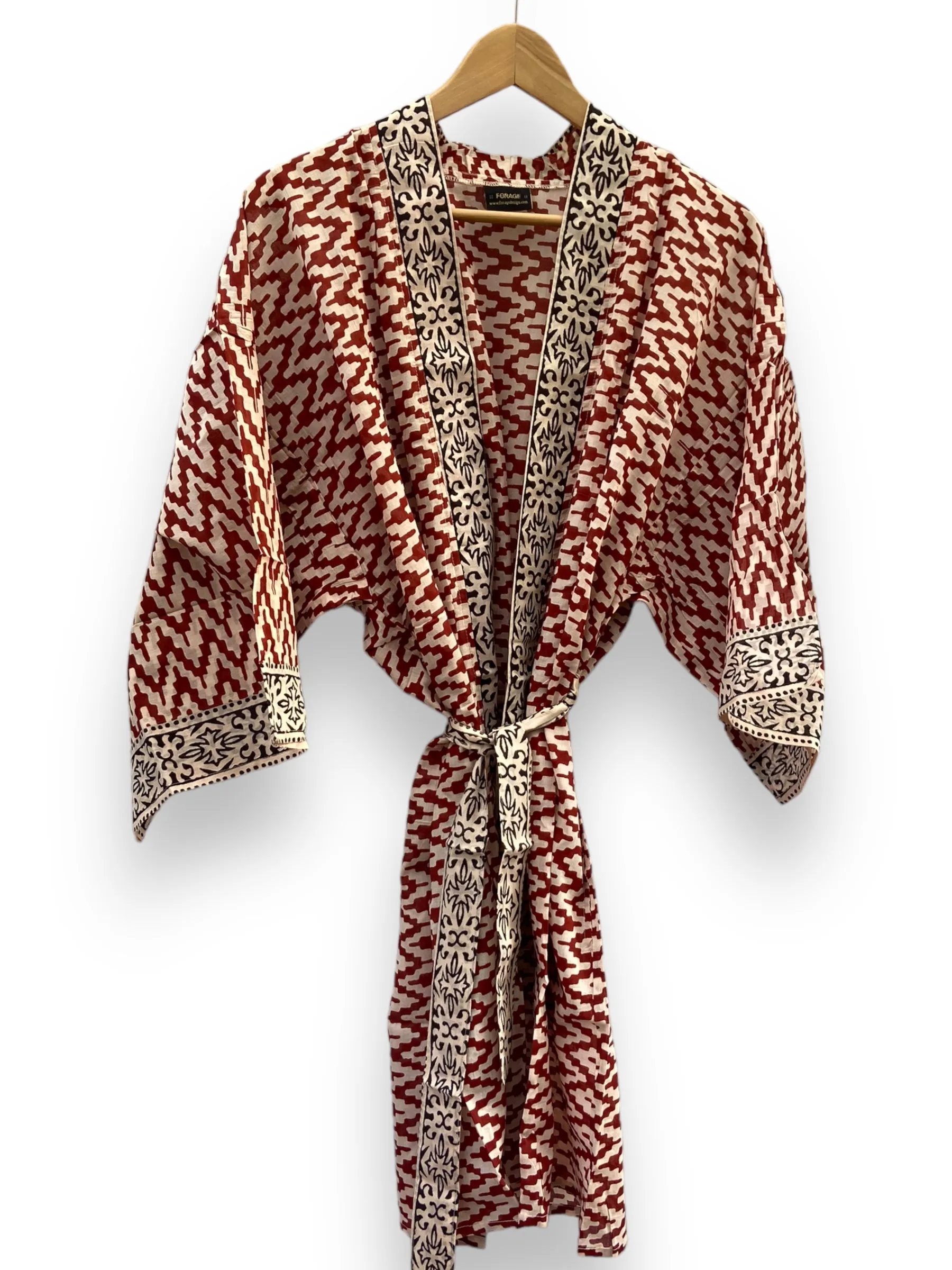 Block Print Kimono - Mahogany Tones