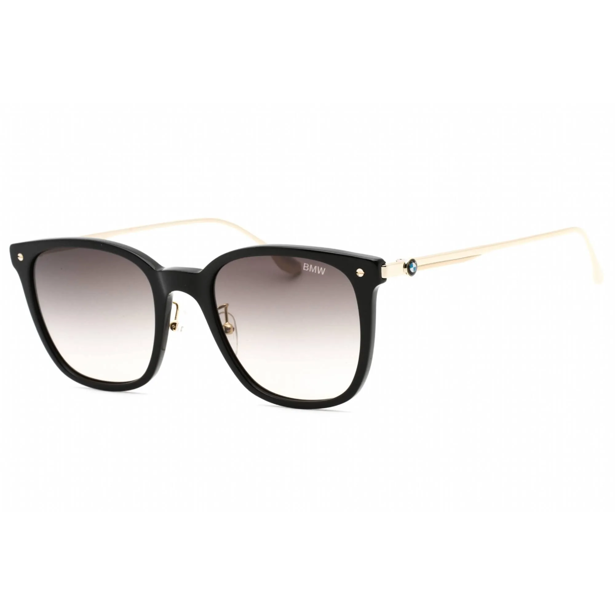 BMW Unisex Sunglasses - Shiny Black Plastic Full Rim Gradient Smoke Lens | BW0008 01B