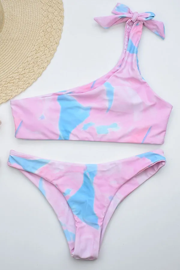 Butterfly Print One Shoulder Cute Bikini