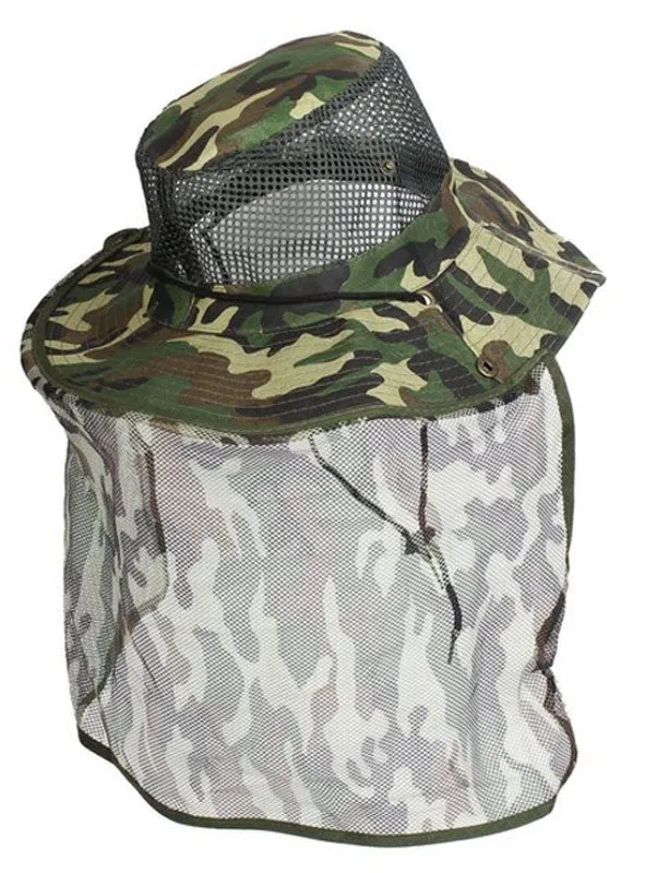 Camouflage Mesh Bucket Hats with Vented Neck Cover