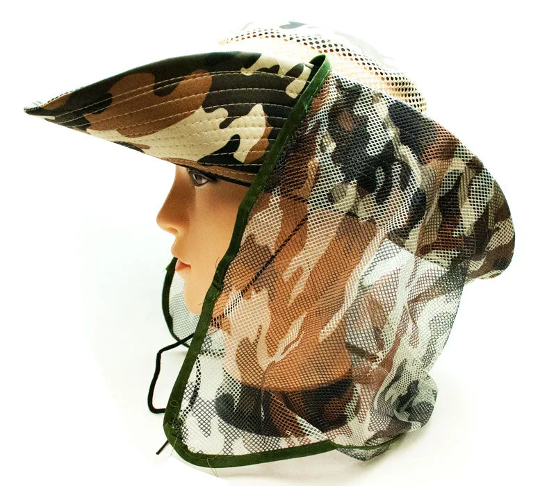 Camouflage Mesh Bucket Hats with Vented Neck Cover