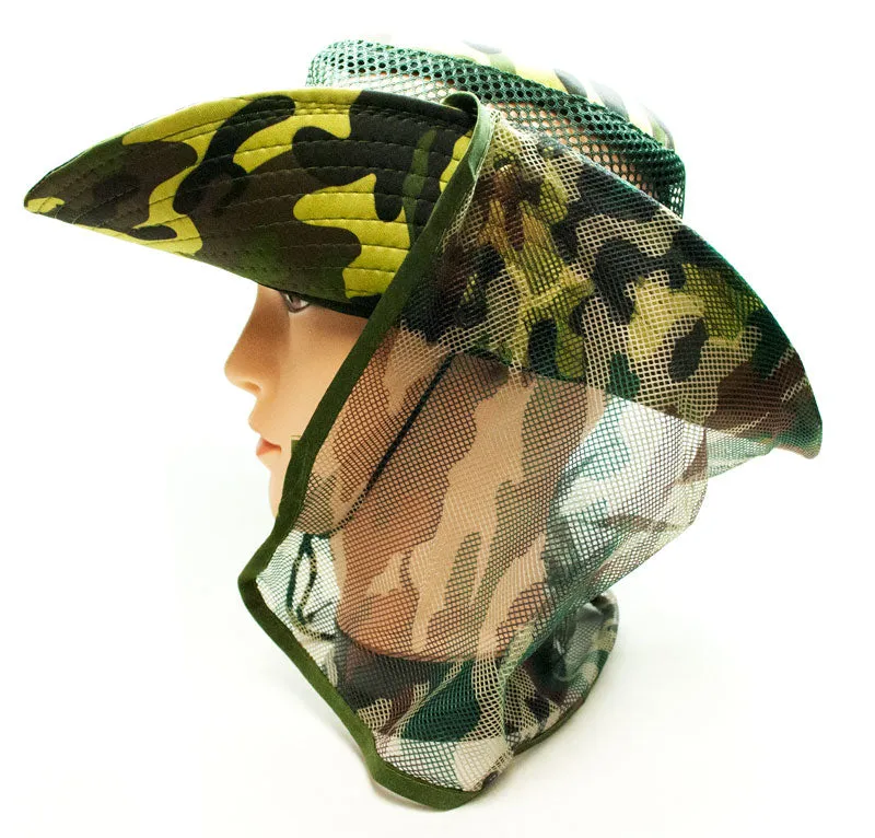 Camouflage Mesh Bucket Hats with Vented Neck Cover