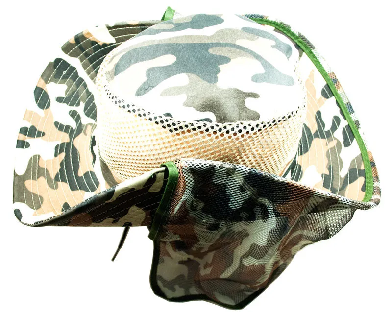 Camouflage Mesh Bucket Hats with Vented Neck Cover