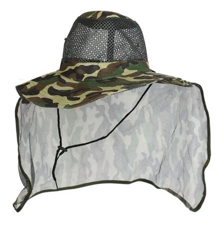 Camouflage Mesh Bucket Hats with Vented Neck Cover