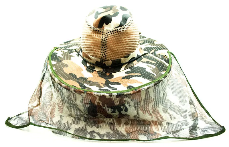 Camouflage Mesh Bucket Hats with Vented Neck Cover