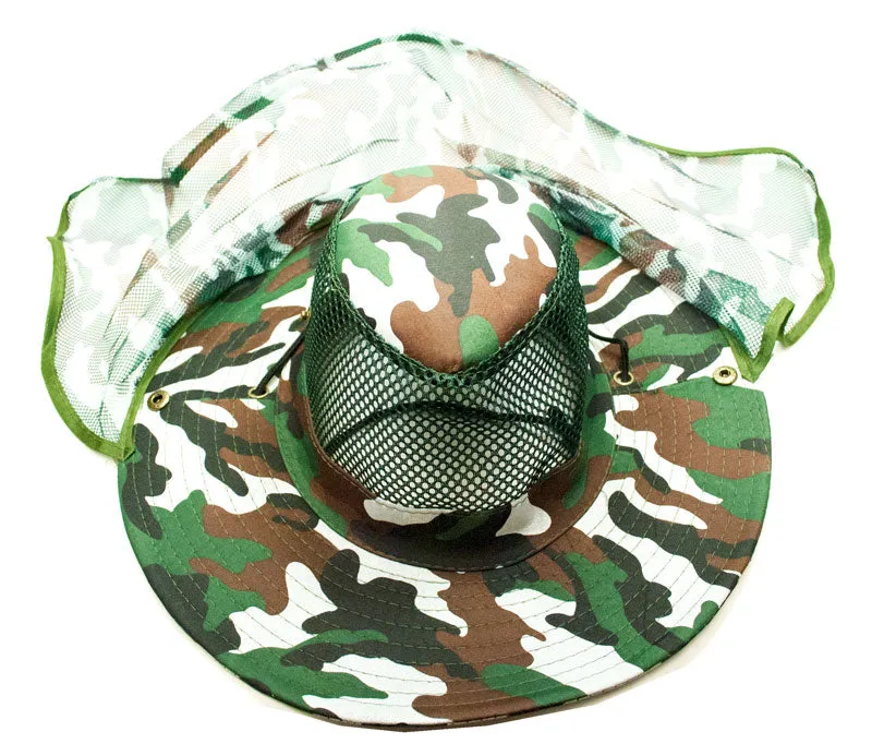 Camouflage Mesh Bucket Hats with Vented Neck Cover