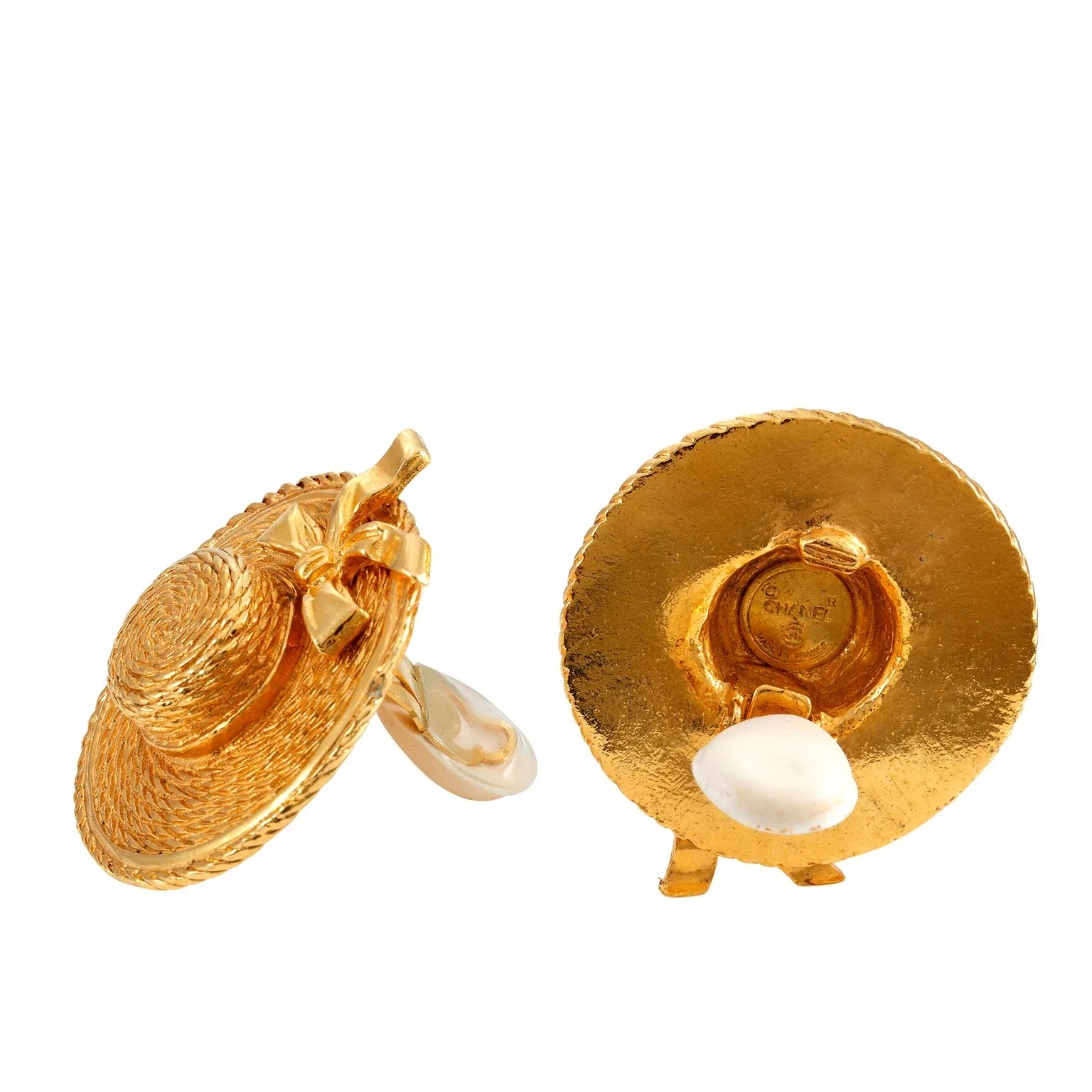 Chanel Vintage Gold Sun Hat Earrings