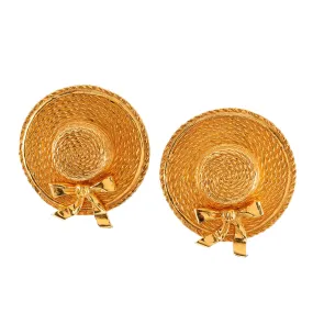 Chanel Vintage Gold Sun Hat Earrings