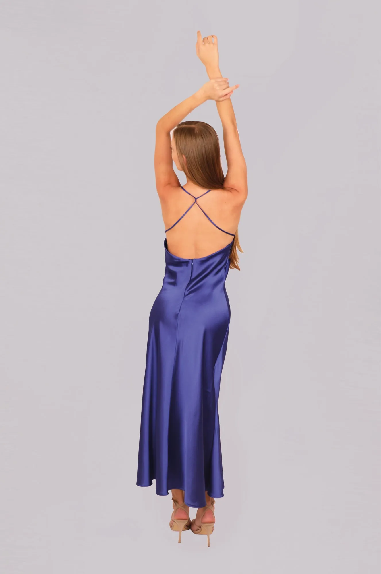 Crisscross Backless Wrap Satin