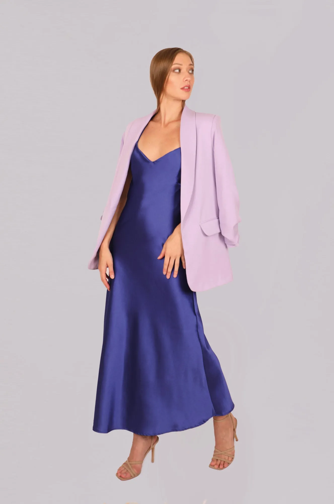 Crisscross Backless Wrap Satin
