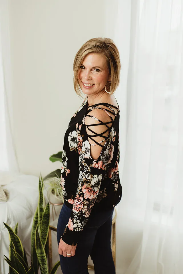 Crisscross Floral Boatneck