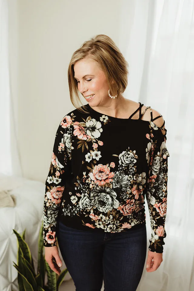 Crisscross Floral Boatneck