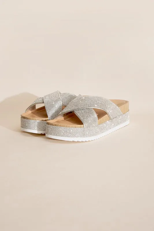 Crisscross Rhinestone Slides