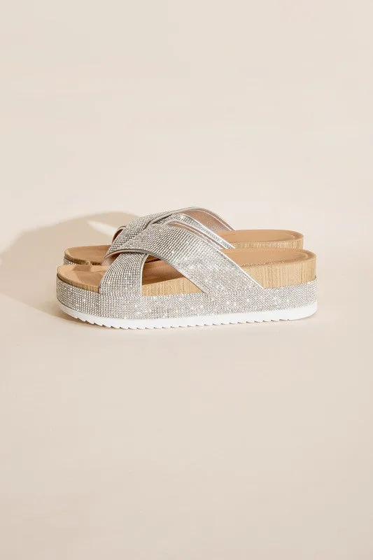 Crisscross Rhinestone Slides