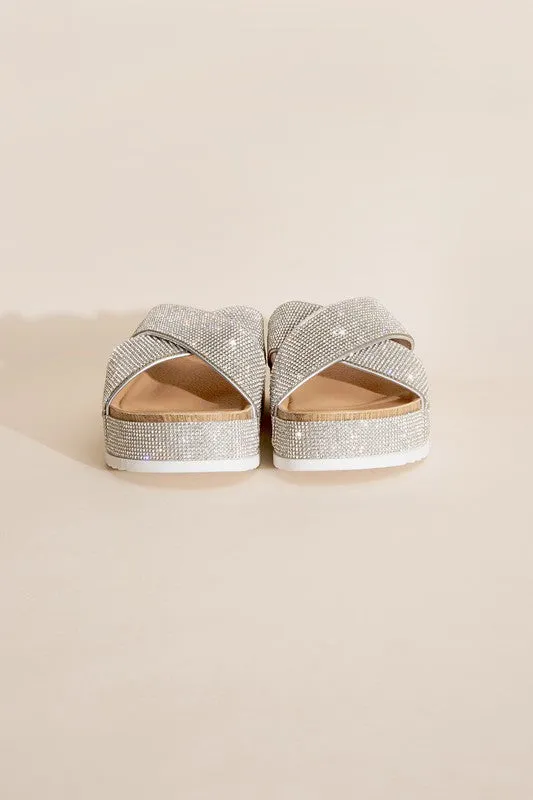 Crisscross Rhinestone Slides