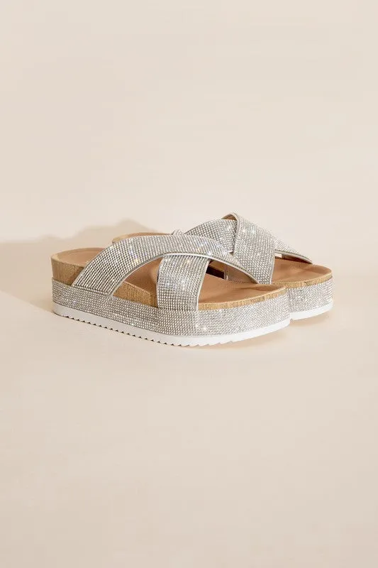 Crisscross Rhinestone Slides