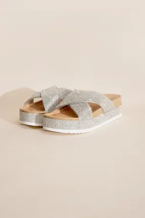 Crisscross Rhinestone Slides
