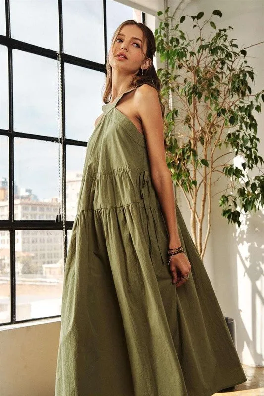Crisscross Wide Strap Midi Dress