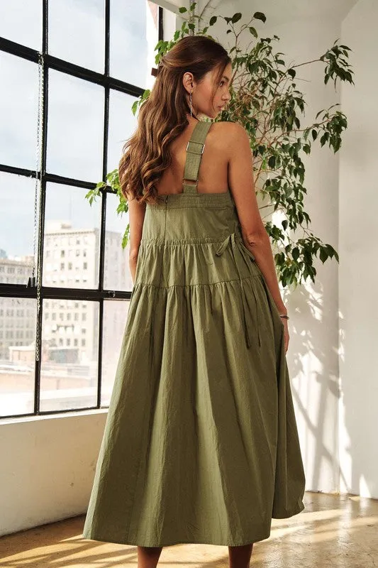 Crisscross Wide Strap Midi Dress