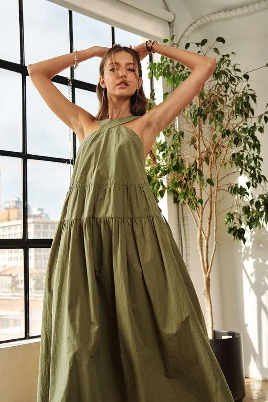 Crisscross Wide Strap Midi Dress