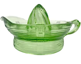 Depression Era Hazel Atlas Vaseline Glass Crisscross Orange Reamer