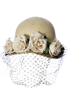 Draper Fifth Avenue Straw Vintage Hat with Roses