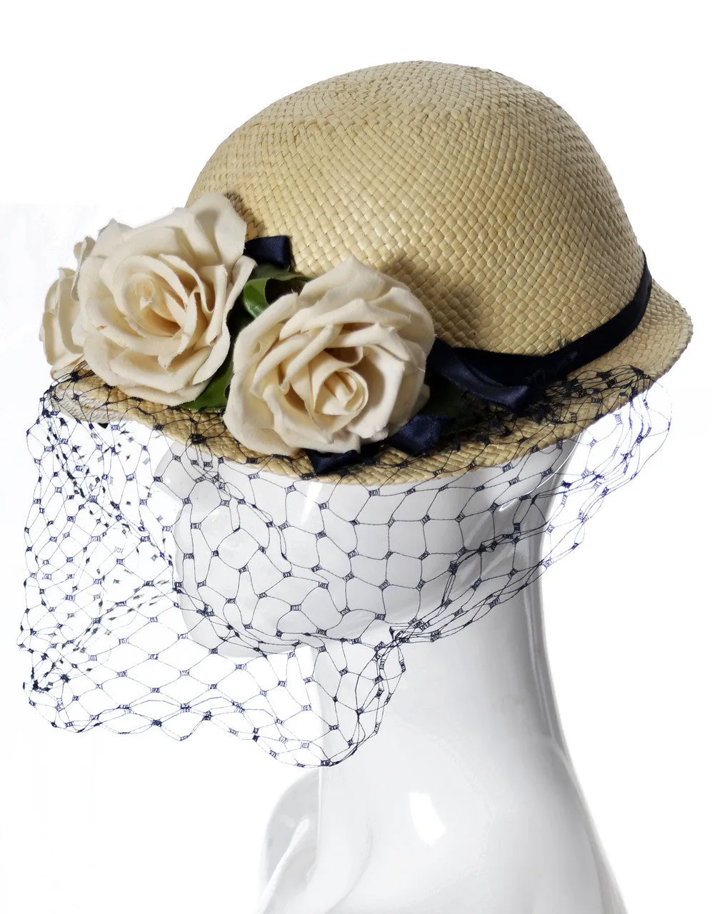 Draper Fifth Avenue Straw Vintage Hat with Roses