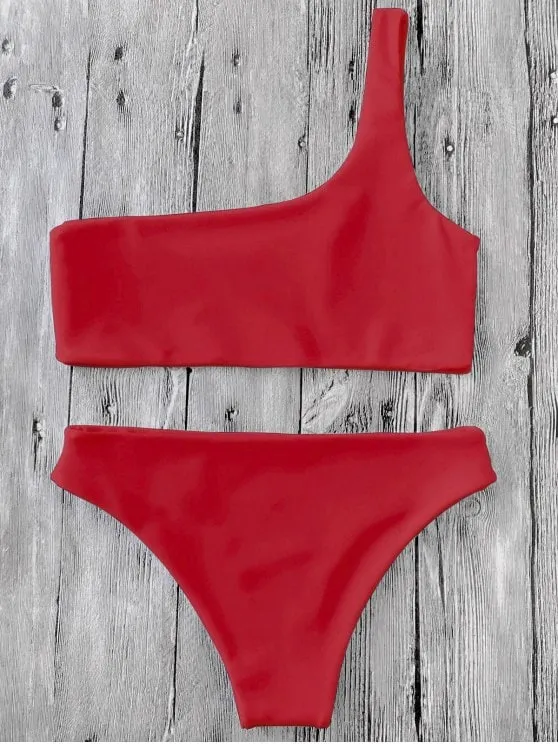Fashion One Shoulder Bikini Set