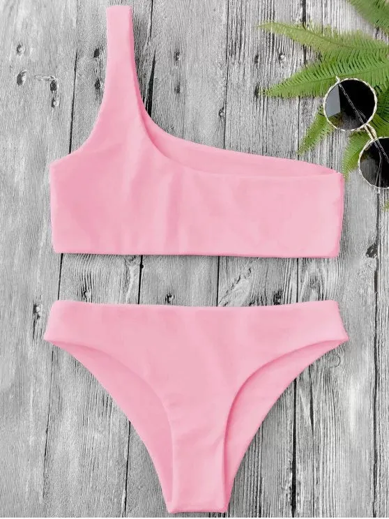 Fashion One Shoulder Bikini Set