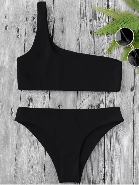 Fashion One Shoulder Bikini Set